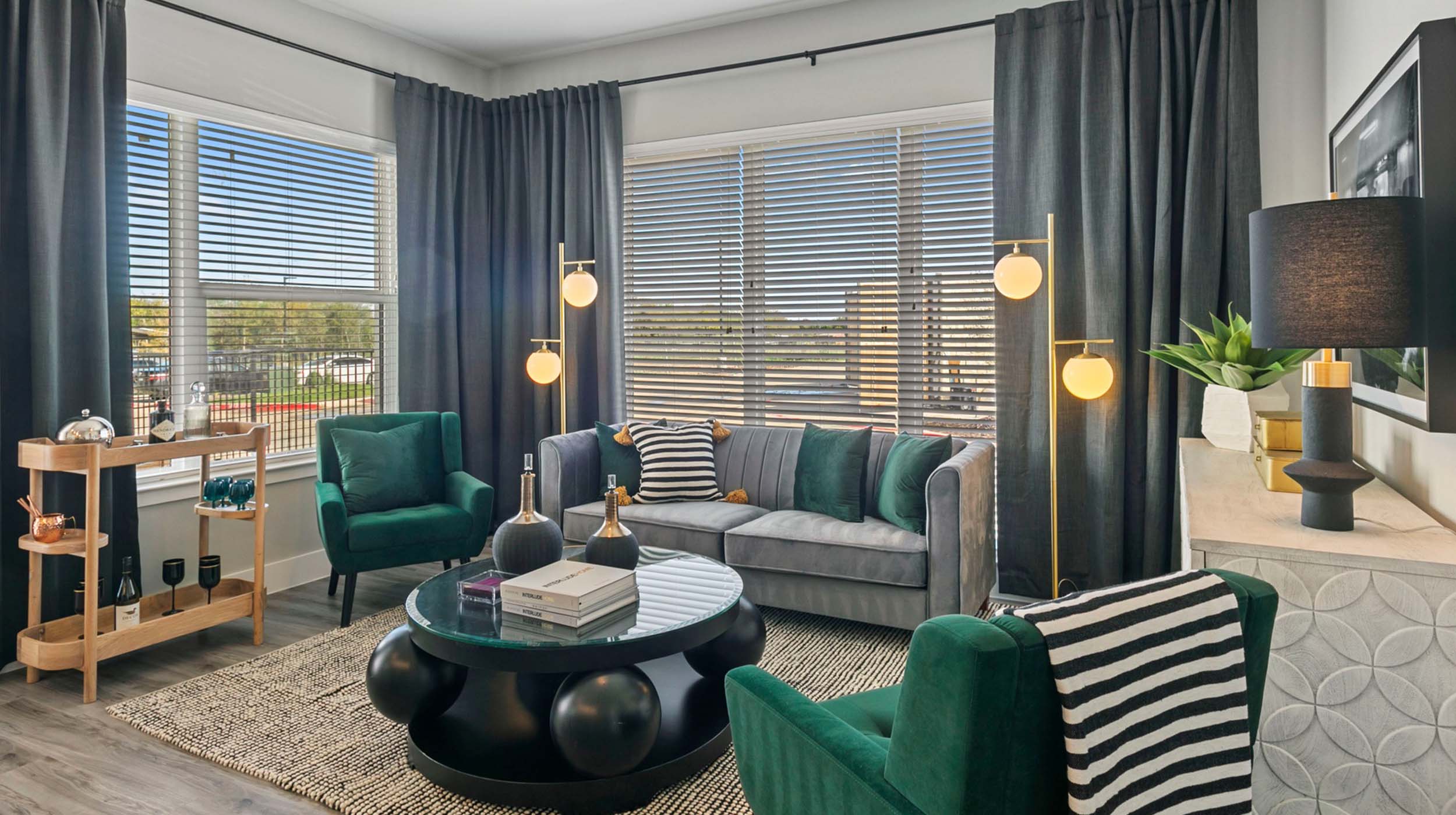 Gin Mill apartment with comfortable living space and modern kitchen.